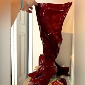 NWOT Vinyl Thigh High Boots